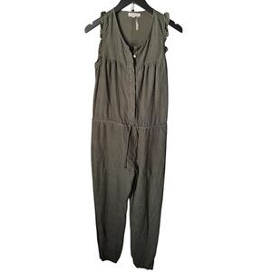 On The Road Olive Green Sleeveless Drawstring Jumpsuit